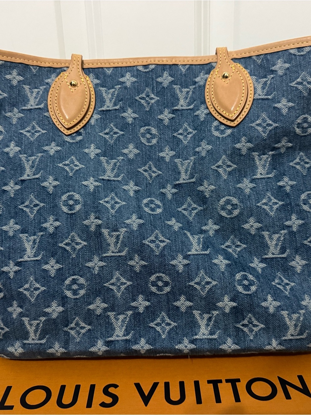 Louis Vuitton Denim Monogram Tote with Natural Leather Trim
